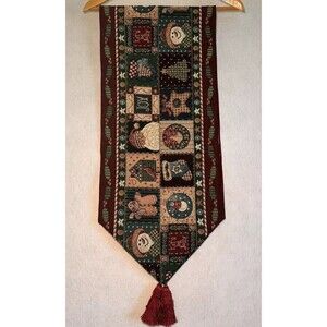 Heartland Holiday Christmas‎ Collage Joy Santa Snowman 60” Tapestry Table Runner